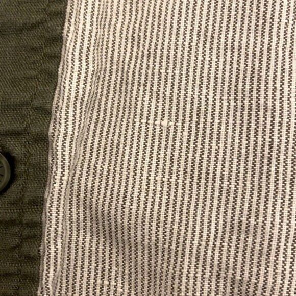 Armani Exchange Men’s Green White Slim Collarless Shirt Size L - Picture 6 of 9